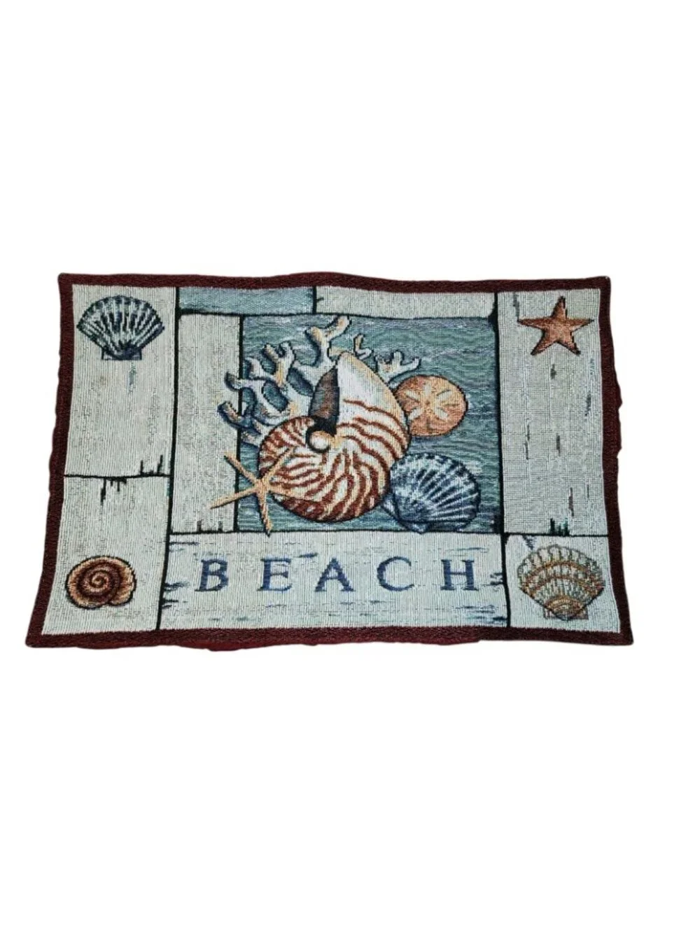 Set of 6 Nautical Placemats Lighthouse Beach Boat Shell Tapestry 12